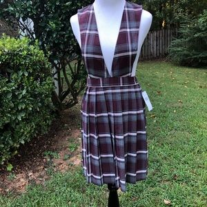 French Toast V-Neck Pleated Plaid Jumper